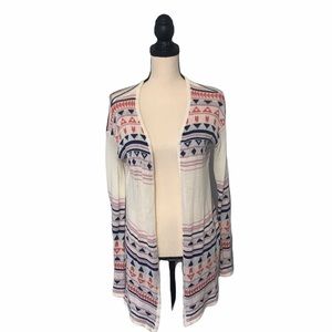 LA Hearts Off White Colorful Aztec Print Sweater